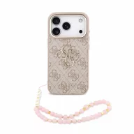   Guess PU 4G Metal Logo Strap Apple iPhone 18 Pro Max hátlap tok karpánttal, rózsaszín