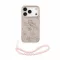 Guess PU 4G Metal Logo Strap Apple iPhone 18 Pro Max hátlap tok karpánttal, rózsaszín