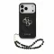 Guess PU 4G Metal Logo Strap Apple iPhone 18 Pro Max hátlap tok karpánttal, fekete