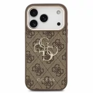   Guess PU 4G Metal Logo Strap Apple iPhone 18 Pro hátlap tok karpánttal, barna
