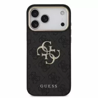   Guess PU 4G Metal Logo Strap Apple iPhone 18 Pro hátlap tok karpánttal, fekete