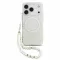 Guess IML Flowers Allover Strap Apple iPhone 18 Pro Max hátlap tok karpánttal, MagSafe, fehér