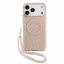 Guess IML Flowers Allover Strap Apple iPhone 18 Pro hátlap tok karpánttal, MagSafe, rózsaszín