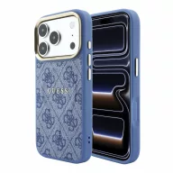   Guess PU Leather 4G Gold Frame Embossed Apple iPhone 18 Pro Max hátlap tok, MagSafe, kék-arany
