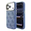 Guess PU Leather 4G Gold Frame Embossed Apple iPhone 18 Pro Max hátlap tok, MagSafe, kék-arany