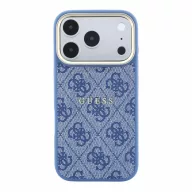   Guess PU Leather 4G Gold Frame Embossed Apple iPhone 18 Pro Max hátlap tok, MagSafe, kék-arany