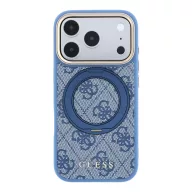   Guess PU 4G Ring Stand Apple iPhone 18 Pro hátlap tok kitámasztóval, MagSafe, kék-arany