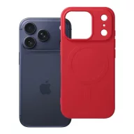   Silicone Mag Apple iPhone 18 Pro / 17 Pro szilikon hátlap tok, kameravédelemmel, MagSafe, piros