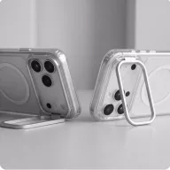   Tech-Protect MagStand Apple iPhone 18 Pro / 17 Pro tok kitámasztóval, MagSafe, Crystal Clear, átlátszó-fehér