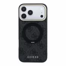 Guess PU 4G Ring Stand Apple iPhone 18 Pro Max hátlap tok kitámasztóval, MagSafe, fekete-arany