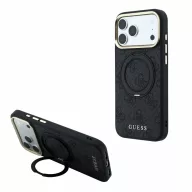   Guess PU 4G Ring Stand Apple iPhone 18 Pro hátlap tok kitámasztóval, MagSafe, fekete-arany