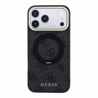  Guess PU 4G Ring Stand Apple iPhone 18 Pro hátlap tok kitámasztóval, MagSafe, fekete-arany