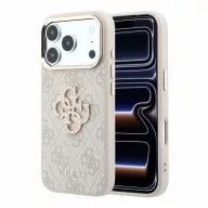   Guess PU 4G Resin Metal Logo Apple iPhone 18 Pro Max hátlap tok, rózsaszín-arany
