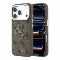   Guess PU 4G Resin Metal Logo Apple iPhone 18 Pro Max hátlap tok, barna-arany