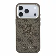   Guess PU 4G Resin Metal Logo Apple iPhone 18 Pro Max hátlap tok, barna-arany