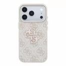 Guess PU 4G Resin Metal Logo Apple iPhone 18 Pro hátlap tok, rózsaszín-arany