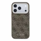 Guess PU 4G Resin Metal Logo Apple iPhone 18 Pro hátlap tok, barna-arany