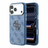   Guess PU 4G Resin Metal Logo Apple iPhone 18 Pro hátlap tok, kék-arany