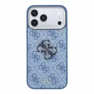 Guess PU 4G Resin Metal Logo Apple iPhone 18 Pro hátlap tok, kék-arany