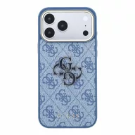   Guess PU 4G Resin Metal Logo Apple iPhone 18 Pro hátlap tok, kék-arany