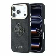   Guess PU 4G Resin Metal Logo Apple iPhone 18 Pro hátlap tok, fekete-arany