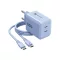Forcell F-Energy VT-60 2xUSB-C hálózati töltő adapter USB-C kábellel, GaN3, 60W, kék