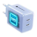 Forcell F-Energy VT-60 2xUSB-C hálózati töltő adapter USB-C kábellel, GaN3, 60W, kék