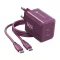 Forcell F-Energy VT-60 2xUSB-C hálózati töltő adapter USB-C kábellel, GaN3, 60W, burgundi