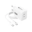 Forcell F-Energy VT-60 2xUSB-C hálózati töltő adapter USB-C kábellel, GaN3, 60W, fehér