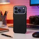 K-look Apple iPhone 18 Pro / 17 Pro tok, MagSafe, aramid minta, fekete-ezüst