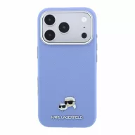   Karl Lagerfeld PU Grained Semi Wrap K&CH Heads Apple iPhone 18 Pro / 17 Pro tok, MagSafe, kék-ezüst