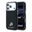 Karl Lagerfeld PU Grained Semi Wrap K&CH Heads Apple iPhone 18 Pro / 17 Pro tok, MagSafe, fekete-ezüst