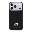 Karl Lagerfeld PU Grained Semi Wrap K&CH Heads Apple iPhone 18 Pro / 17 Pro tok, MagSafe, fekete-ezüst