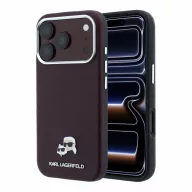   Karl Lagerfeld PU Grained Semi Wrap K&CH Heads Apple iPhone 18 Pro / 17 Pro tok, MagSafe, burgundi-ezüst
