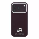Karl Lagerfeld PU Grained Semi Wrap K&CH Heads Apple iPhone 18 Pro / 17 Pro tok, MagSafe, burgundi-ezüst