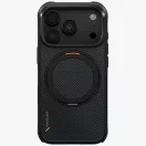 Uniq Keva Mov Magclick Apple iPhone 18 Pro / 17 Pro tok gyűrűs kitámasztóval, Magsafe, kevlár, fekete