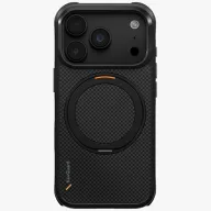   Uniq Keva Mov Magclick Apple iPhone 18 Pro / 17 Pro tok gyűrűs kitámasztóval, Magsafe, kevlár, fekete