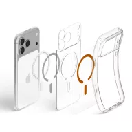   Spigen Ultra Hybrid MagFit Apple iPhone 18 Pro / 17 Pro tok, MagSafe, Clear, átlátszó-narancssárga