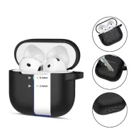   Tech-Protect Silicone Hook Apple Airpods 5 / Airpods 4 tok, karabinerrel, szilikon, fekete