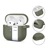   Tech-Protect Silicone Hook Apple Airpods 5 / Airpods 4 tok, karabinerrel, szilikon. zöld