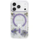 Guess Resin Flowers Glitter Apple iPhone 18 Pro Max / 17 Pro Max tok, MagSafe, csillámos, virág minta, lila