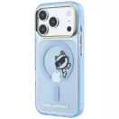 Karl Lagerfeld Peekaboo Logo Apple iPhone 18 Pro / 17 Pro tok, MagSafe, macska minta, kék-arany