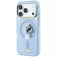   Karl Lagerfeld Peekaboo Logo Apple iPhone 18 Pro / 17 Pro tok, MagSafe, macska minta, kék-arany
