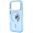 Karl Lagerfeld Peekaboo Logo Apple iPhone 18 Pro / 17 Pro tok, MagSafe, macska minta, kék-arany