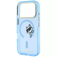   Karl Lagerfeld Peekaboo Logo Apple iPhone 18 Pro / 17 Pro tok, MagSafe, macska minta, kék-arany