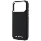 Karl Lagerfeld Grained Elongated Logo Apple iPhone 18 Pro Max / 17 Pro Max tok, MagSafe, fekete-ezüst