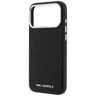   Karl Lagerfeld Grained Elongated Logo Apple iPhone 18 Pro Max / 17 Pro Max tok, MagSafe, fekete-ezüst