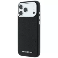   Karl Lagerfeld Grained Elongated Logo Apple iPhone 18 Pro / 17 Pro tok, MagSafe, fekete-ezüst