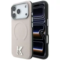   Karl Lagerfeld Grained Embossed Ring & Kameo Logo Apple iPhone 18 Pro Max / 17 Pro Max tok, MagSafe, bézs-ezüst
