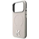 Karl Lagerfeld Grained Embossed Ring & Kameo Logo Apple iPhone 18 Pro Max / 17 Pro Max tok, MagSafe, bézs-ezüst